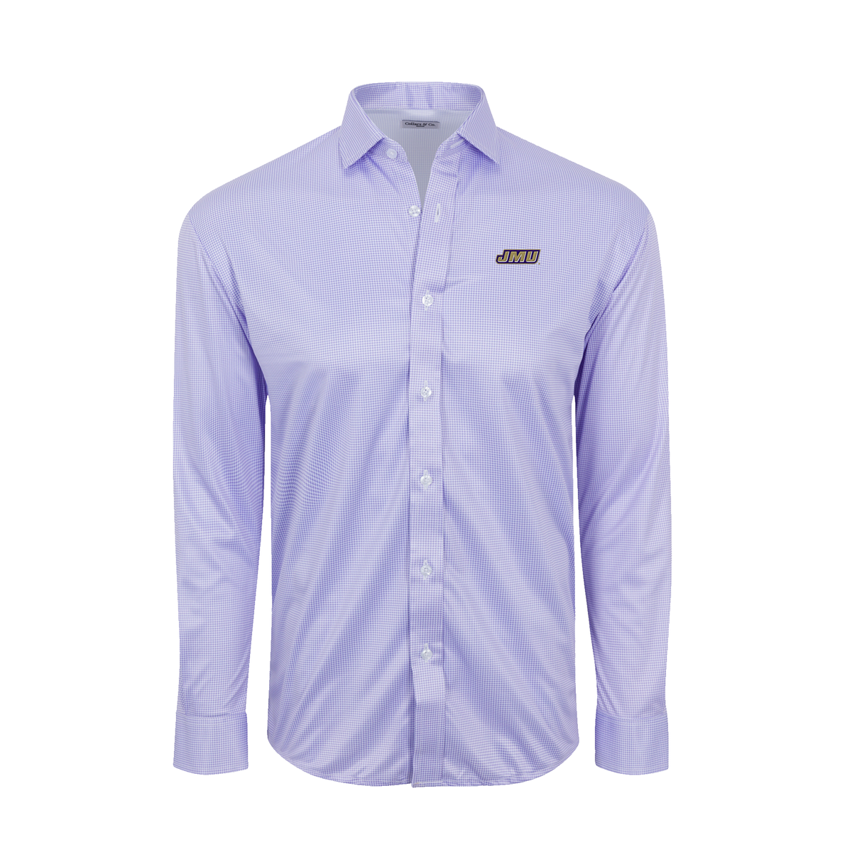 James Madison Quattro Flex Dress Shirt with Semi-Spread Collar Lavender Houndstooth