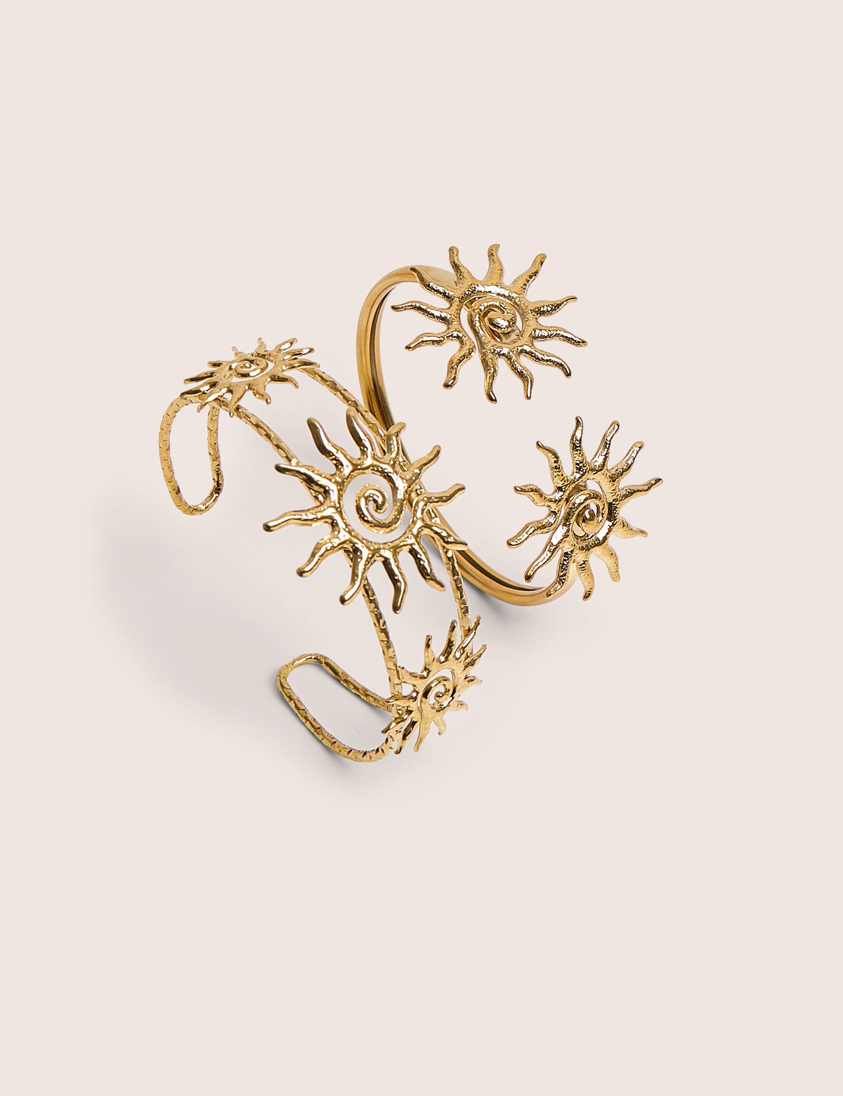 Pack of Two Sun Adjustable Bangles in Gold