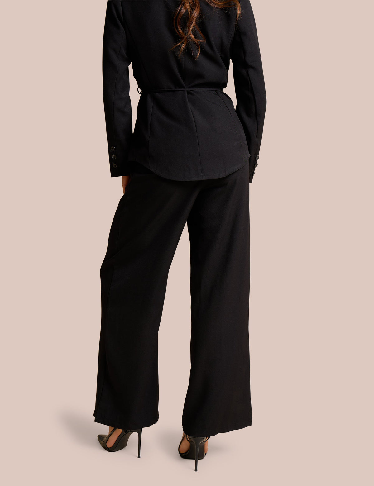 High Waist Tailored Wide Leg Trouser Black