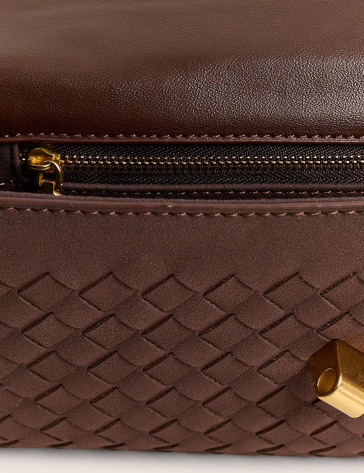 The Rose Chocolate Brown Suedette Weave Rectangle Clutch Bag