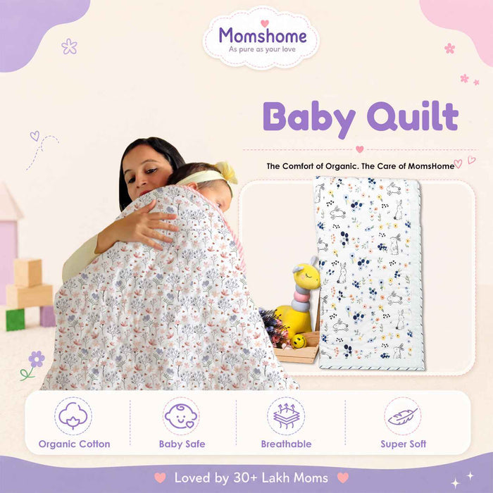 Baby Quilt Organic Cotton | Blanket | 100x150 CM | 0-5 Year | Lemon | Pack of 1