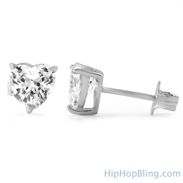 Heart Cut CZ Stud Earrings .925 Silver