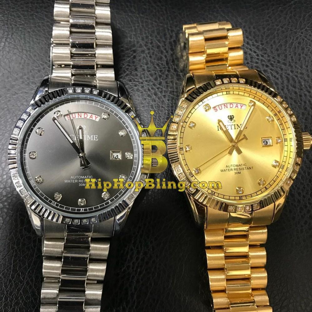 IceTime Falcon Gold Steel .12cttw Diamond Watch