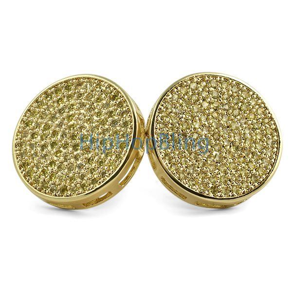 Jumbo Circle Lemonade CZ Bling Bling Earrings