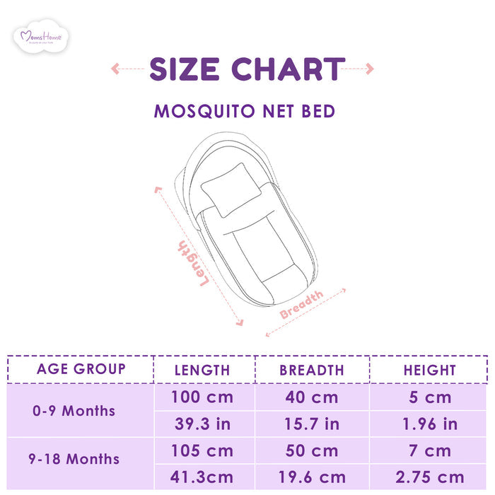 Organic Cotton Muslin Foldable Mosquito Net Bedding | 0-9 Months | Pack of 1