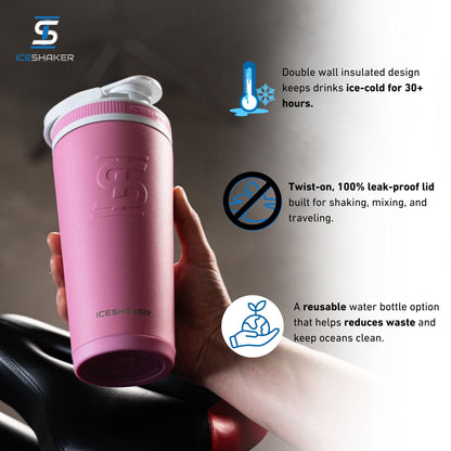 Ice Shaker Matte Series 26oz Shaker Bottle - Pink