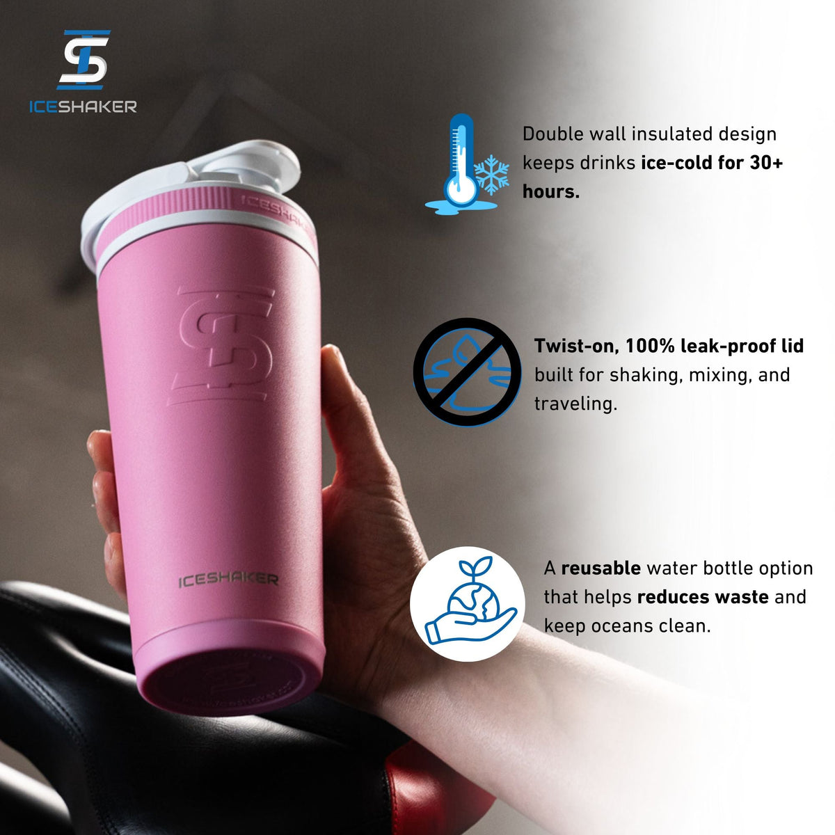 Ice Shaker Matte Series 26oz Shaker Bottles