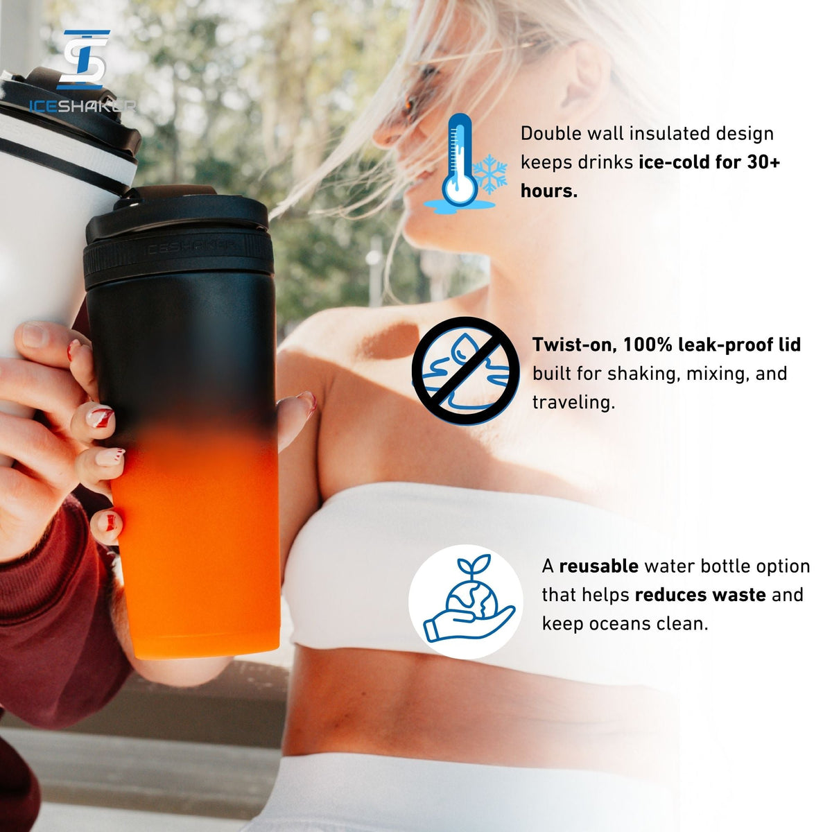 26oz Ice Shaker - Orange Black Ombre