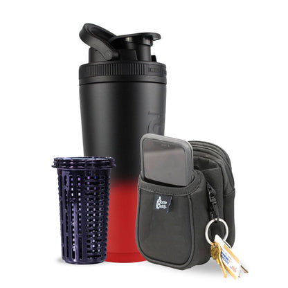 Red Black Ombre 26oz Ice Shaker Bundle