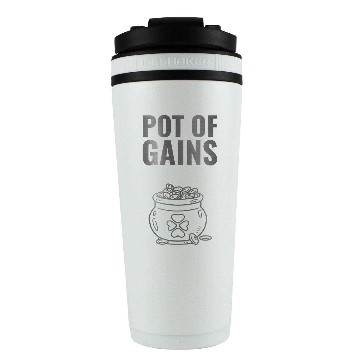 St. Patrick's Day Pot-O-Gains 26oz Ice Shaker - White