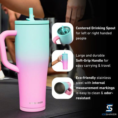 40oz Legend Series Shaker Bottle - Mint Pink Ombre