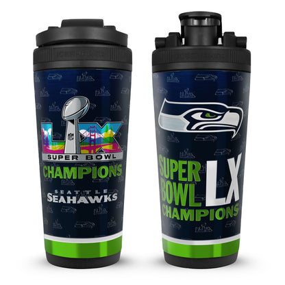 Seattle Seahawks Superbowl LX Champions 26oz Ice Shaker