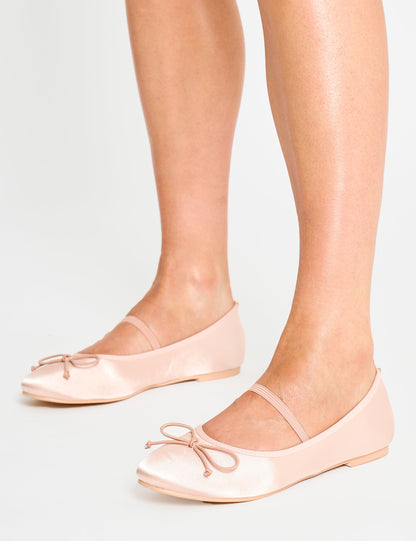 Alexia Pink Wide Fit Satin Flat Ballet Pumps