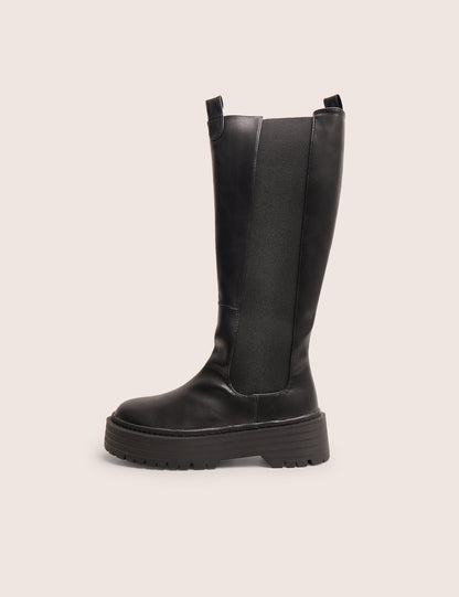 Andi Black Knee high Chunky Sole Boots
