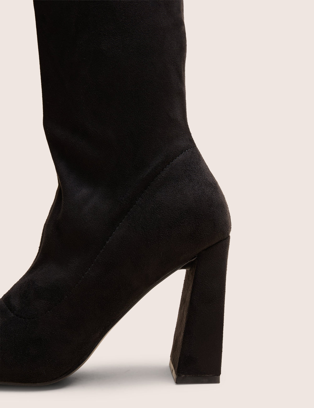 Audrina Black Suede Wide Fit Block Heel Knee High Sock Boots
