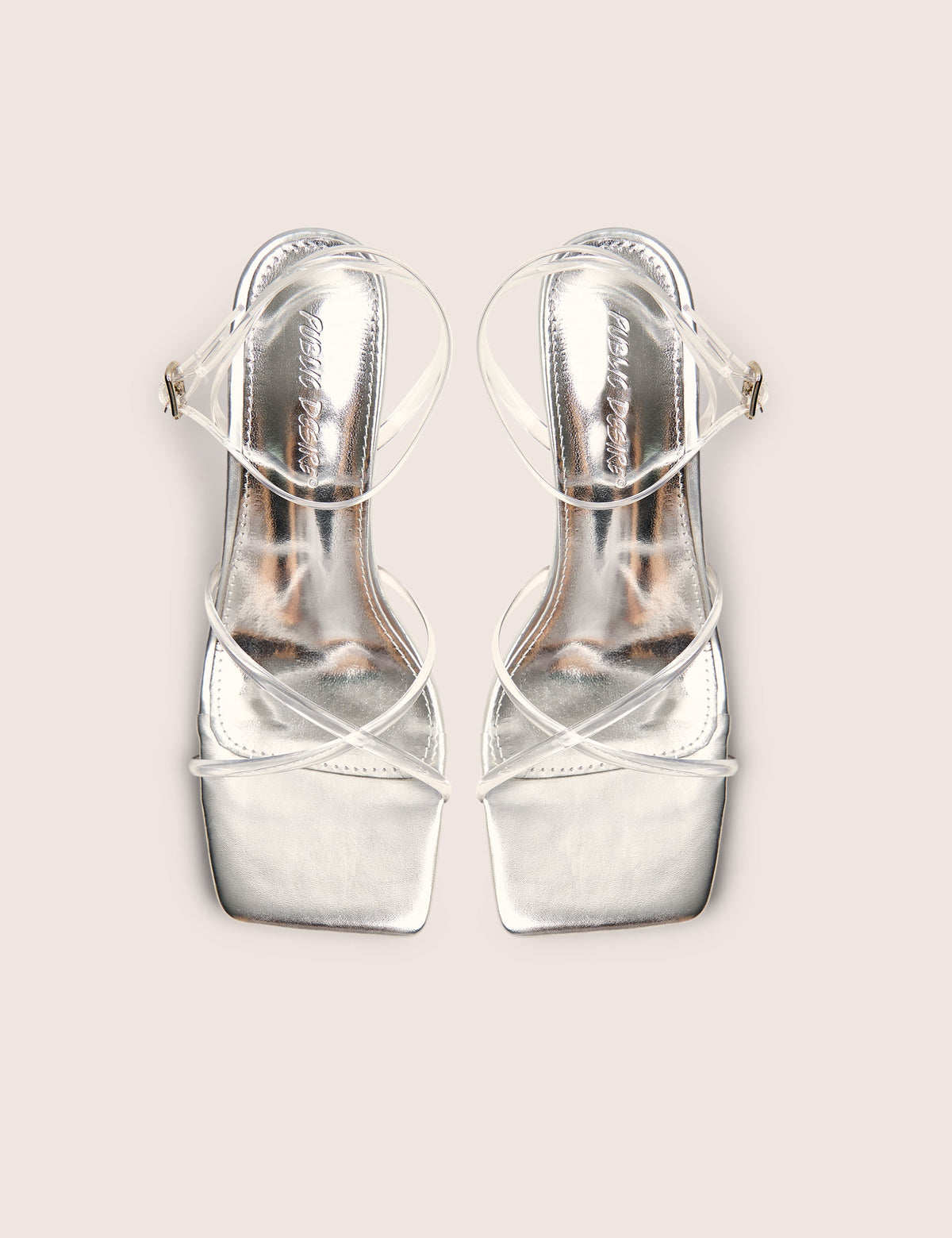 Bree Silver Perspex Barley There Square Toe Mid Stiletto Heels
