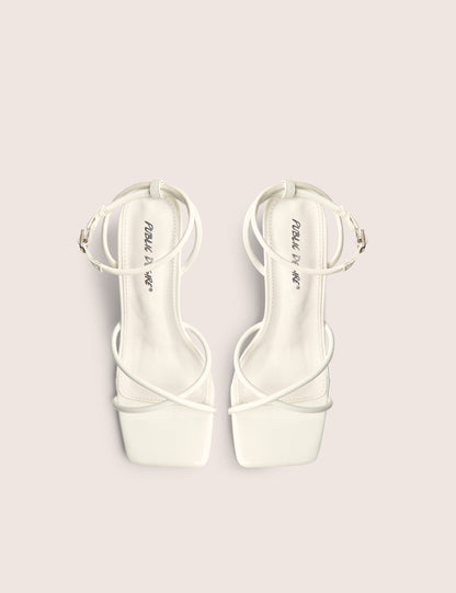 Bree White Patent Barely There Square Toe Mid Stiletto Heels