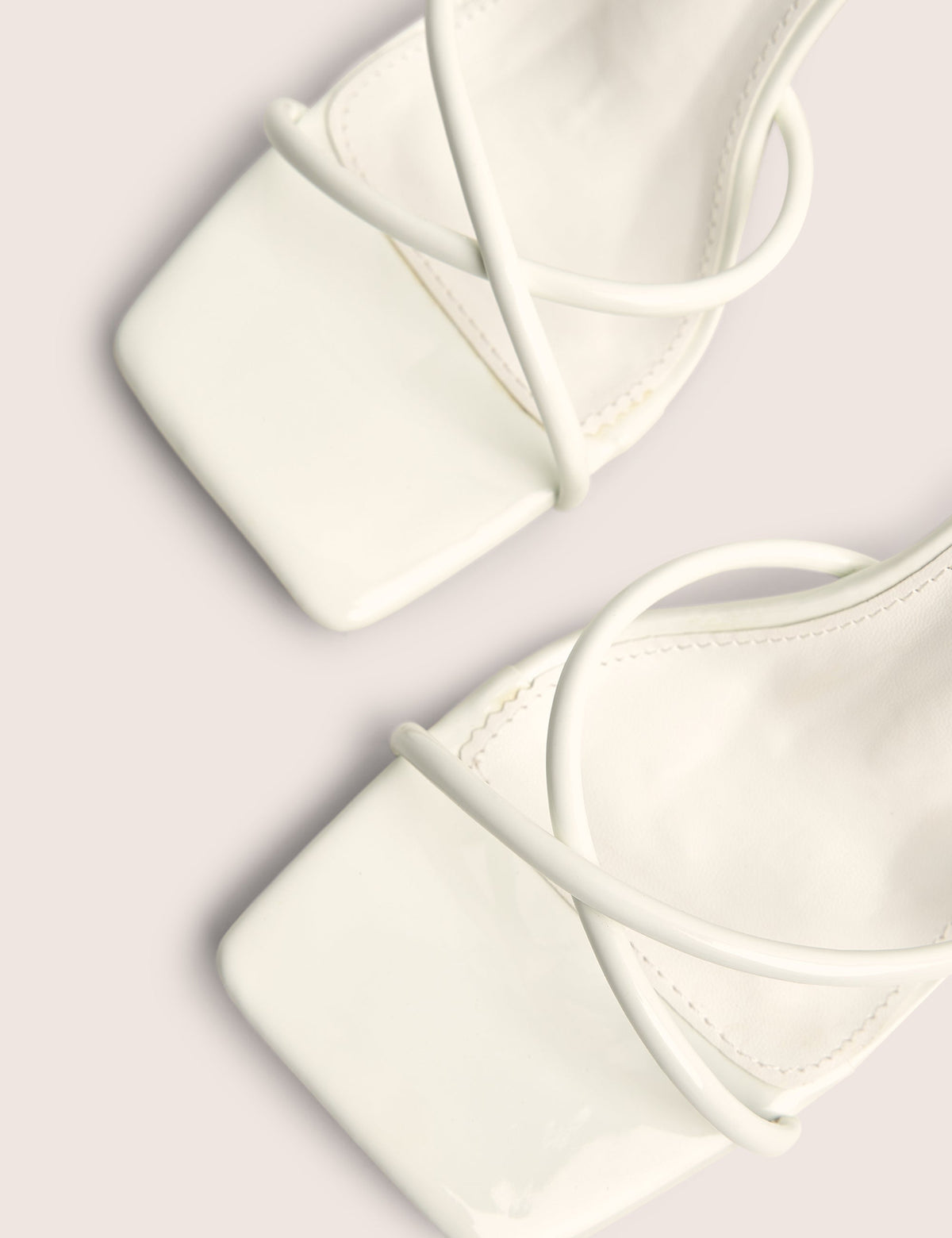 Bree White Patent Barely There Square Toe Mid Stiletto Heels