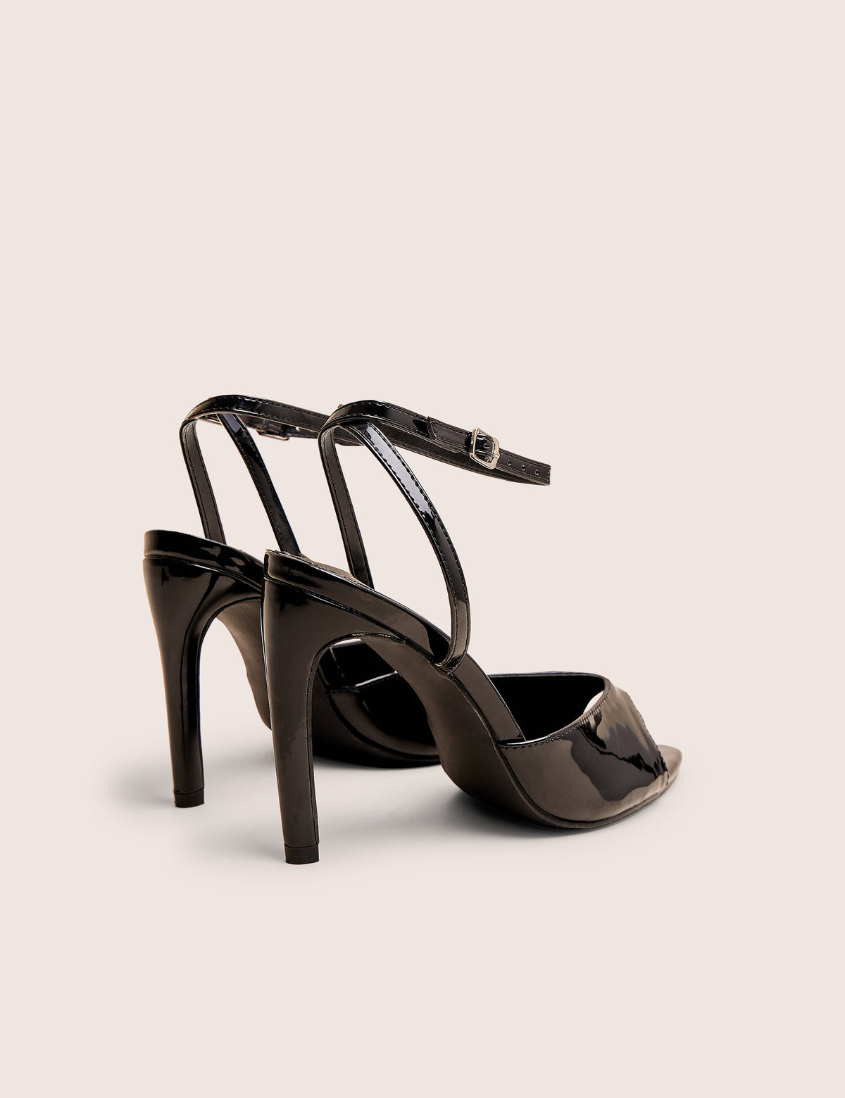 Caught on Black Peep Toe Curved High Heel