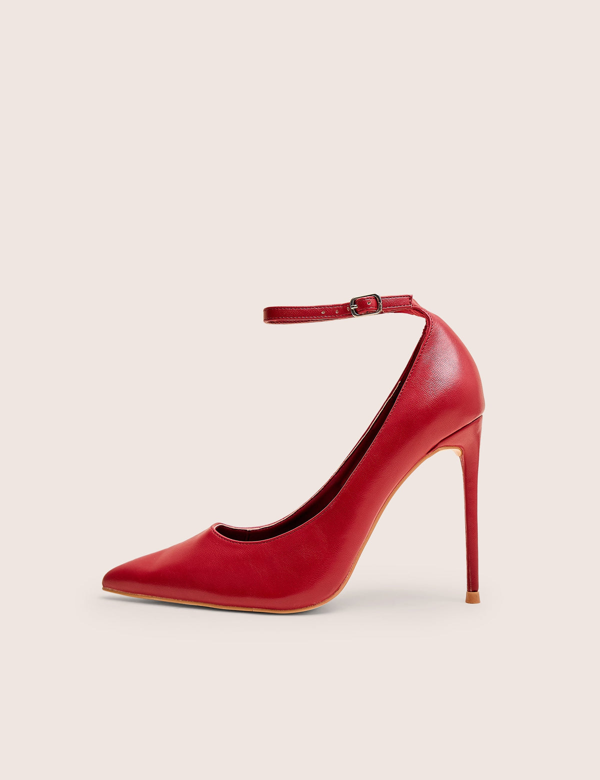 Chantilly Red Ankle Strap Detail Court Shoes