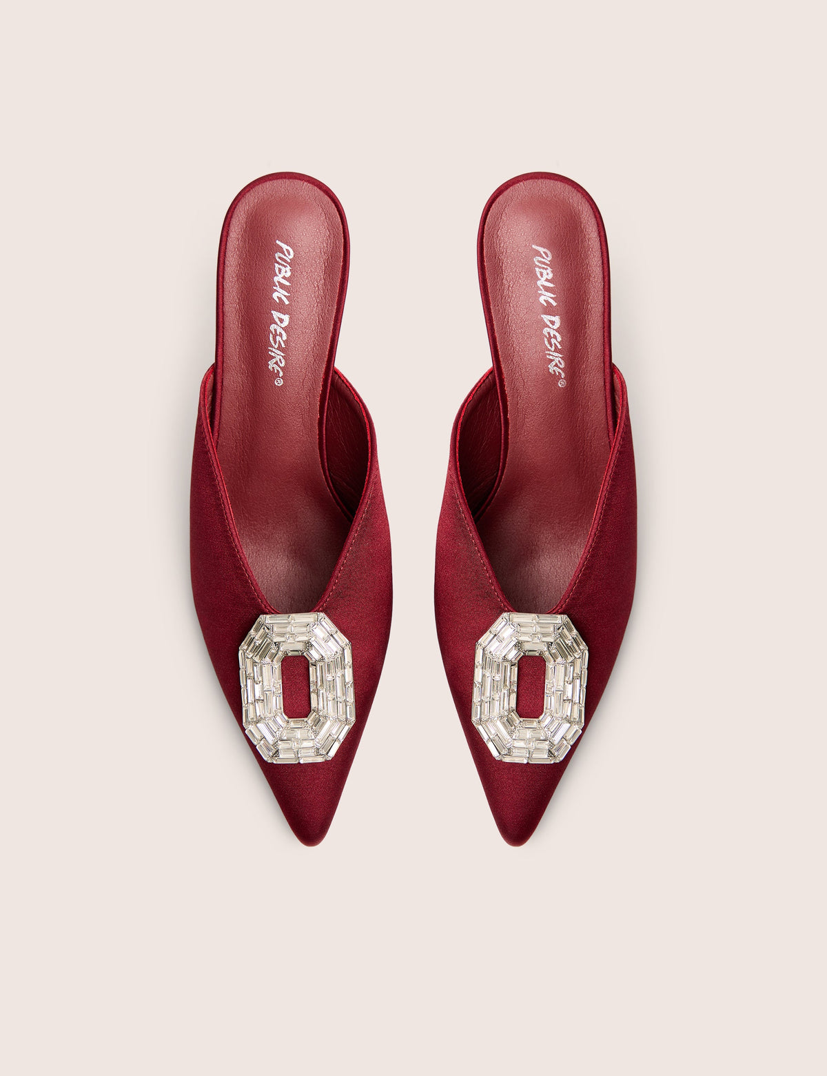Classique Burgundy Broach Embellishment Mid Heels Mule