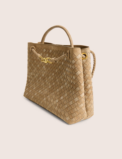 The Daria Beige Suedette Weave Medium Tote Bag
