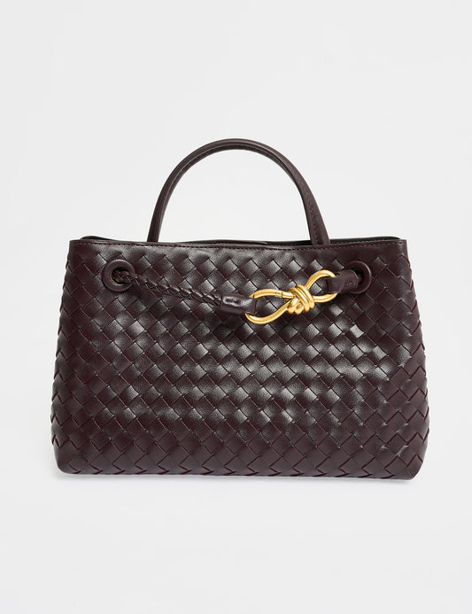 The Demi Chocolate Brown Weave Mini Tote Bag