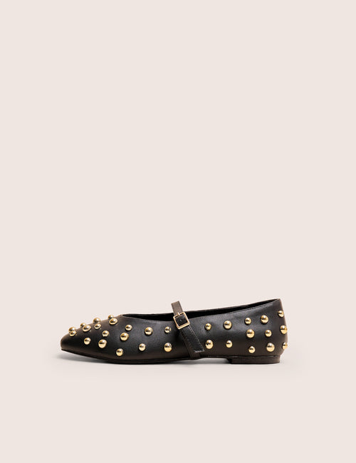 Elsie Black Studded Ballerina Flats