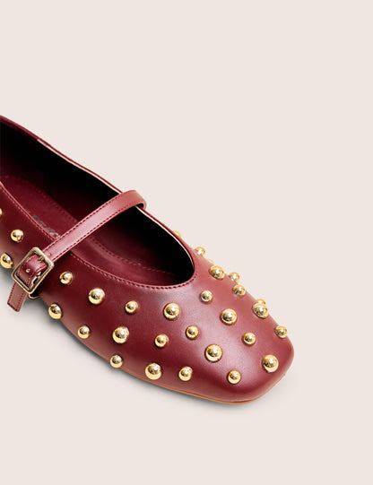 Elsie Burgundy Studded Ballerina Flats