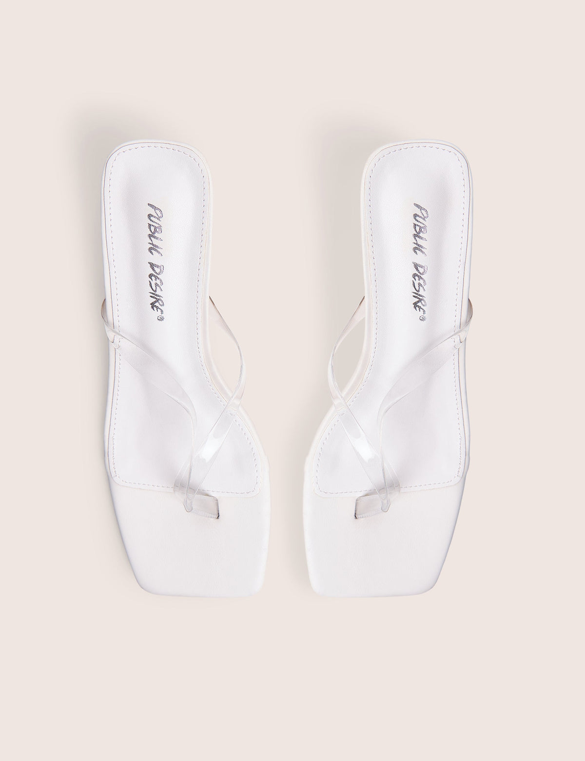 Everlast White Perspex Thong Flip Flop Heels