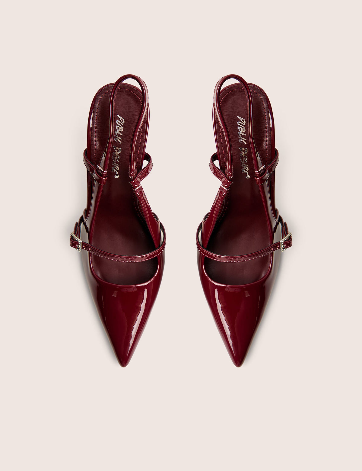 Forget Me Not Burgundy Embellished Buckle Detail Sling Back Court Heels