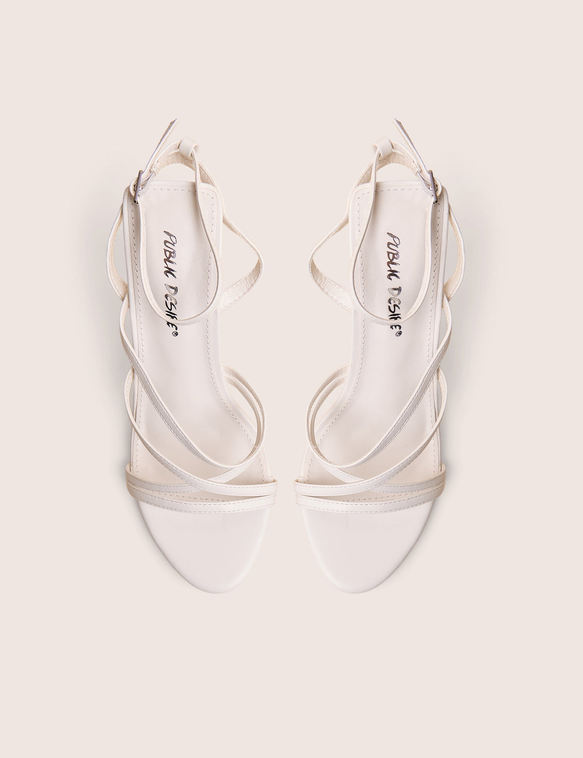 Free Spirit White Strappy Round Toe Mid Heels