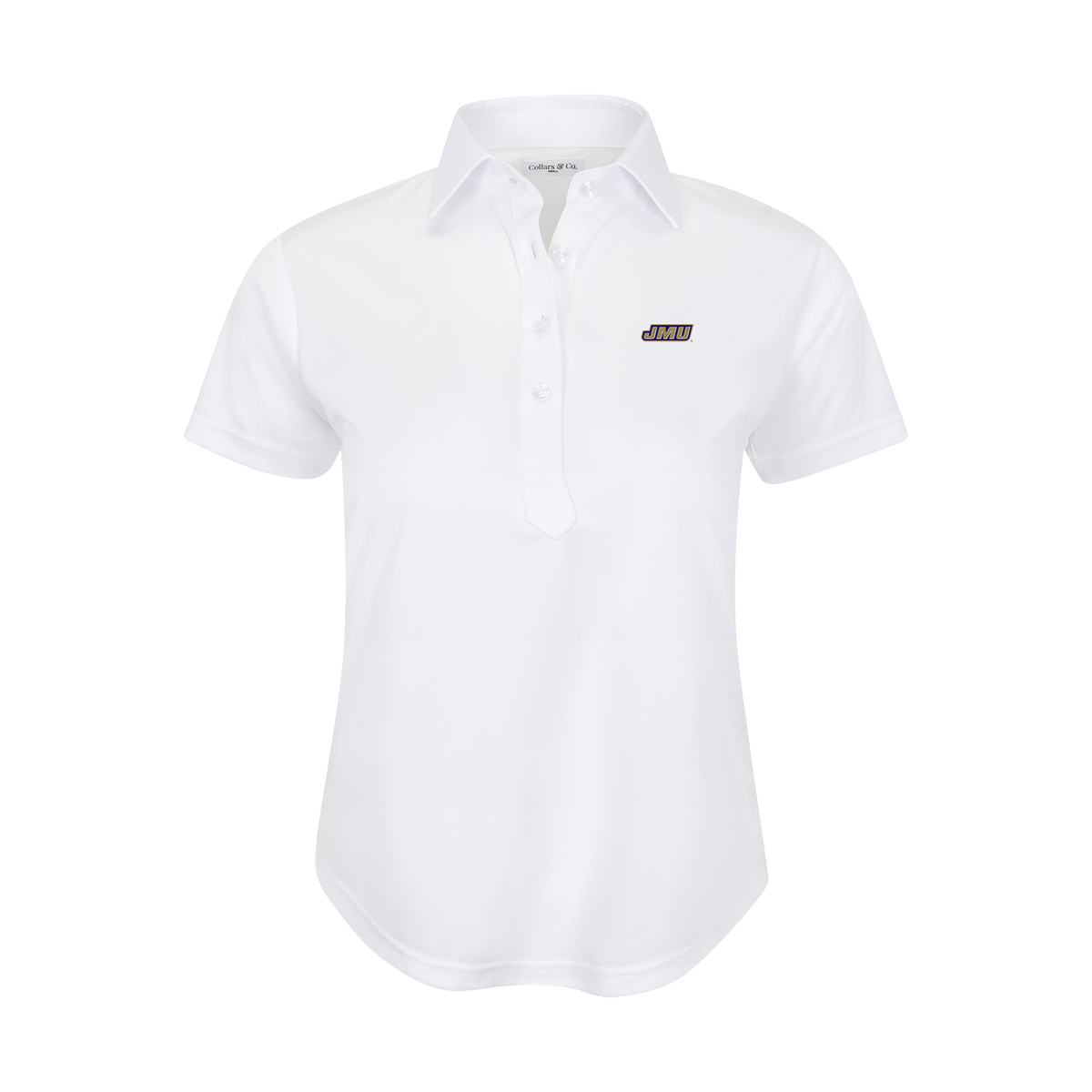 James Madison Women's Cap Sleeve Semi Spread Polo White