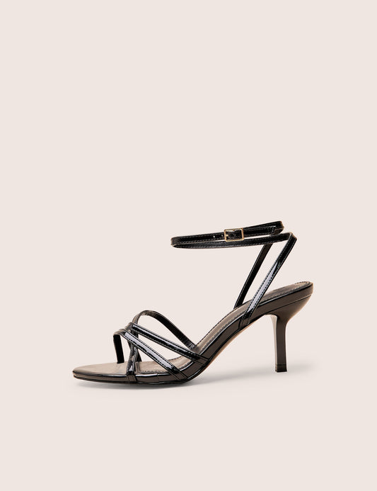 Juliette Black Minimal Strap Detail Kitten Heels