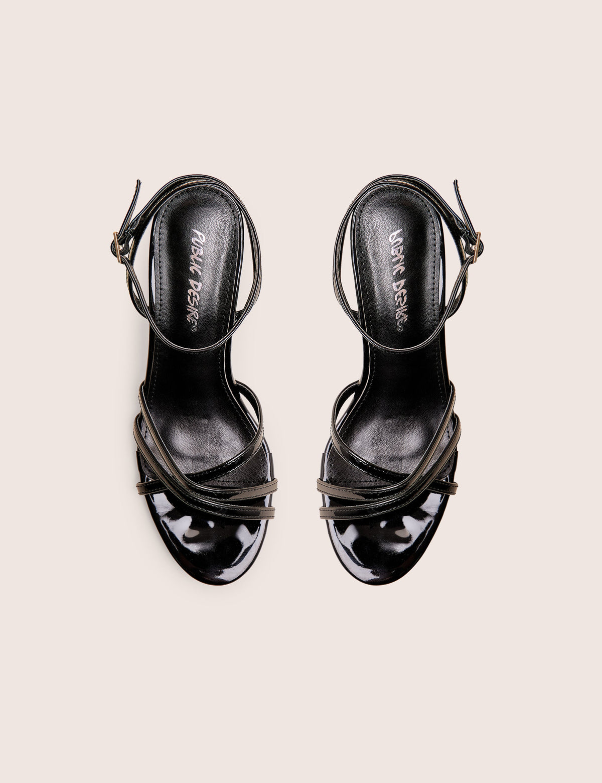 Juliette Black Minimal Strap Detail Kitten Heels