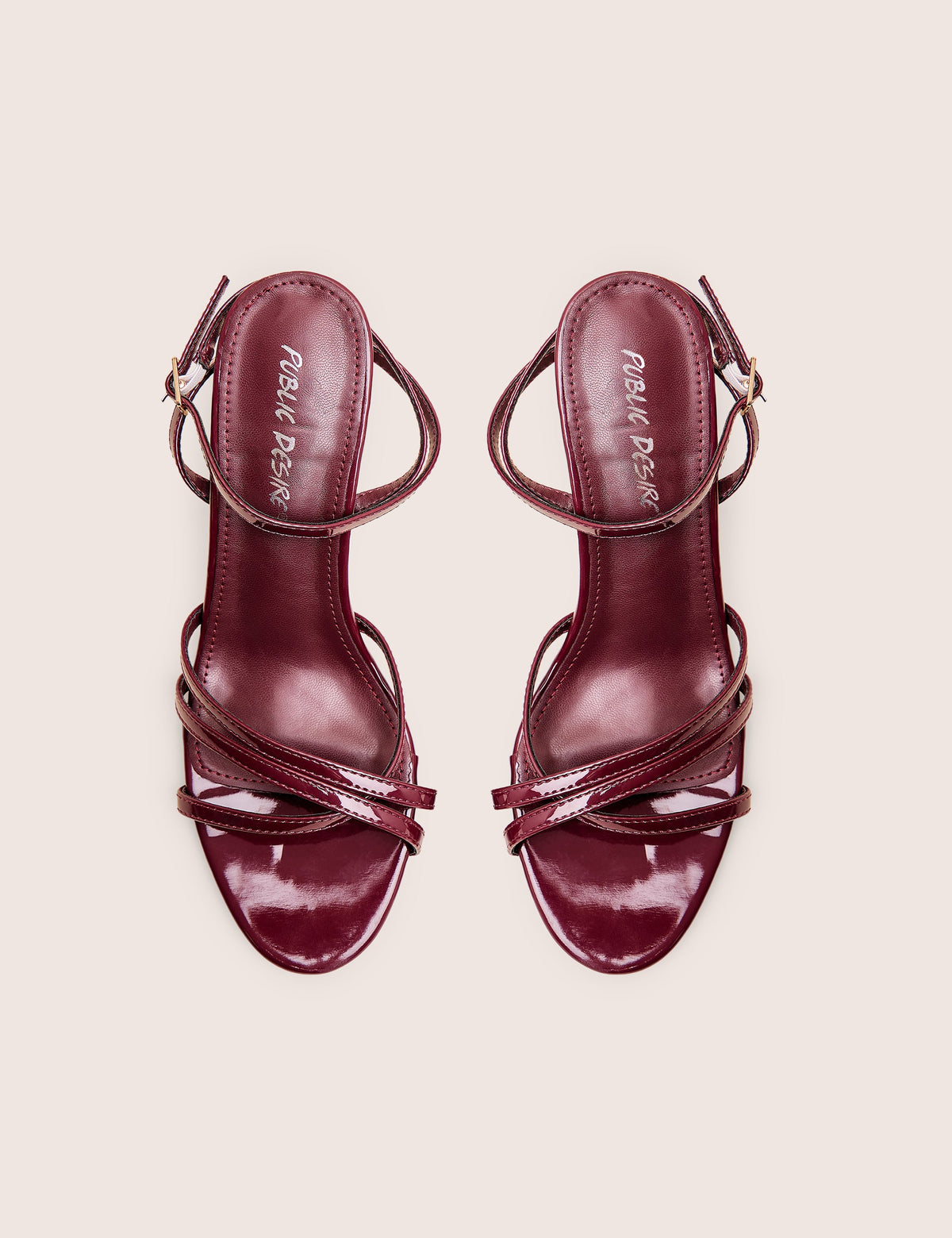 Juliette Burgundy Minimal Strap Detail Kitten Heels