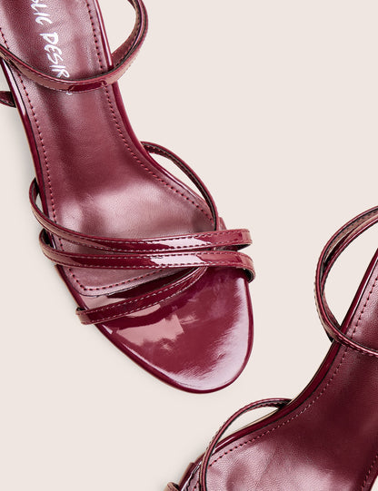 Juliette Burgundy Minimal Strap Detail Kitten Heels