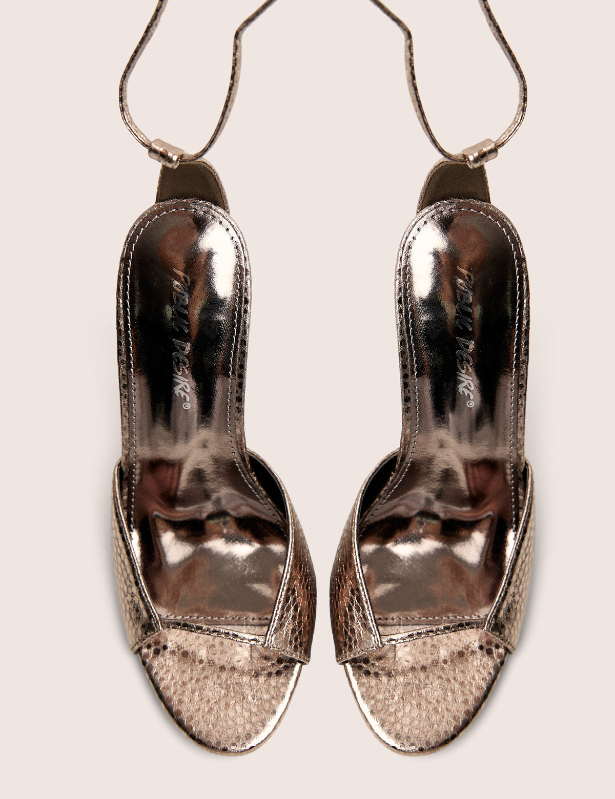 Kalisto Pewter Tie Wrap Around Mule Heels