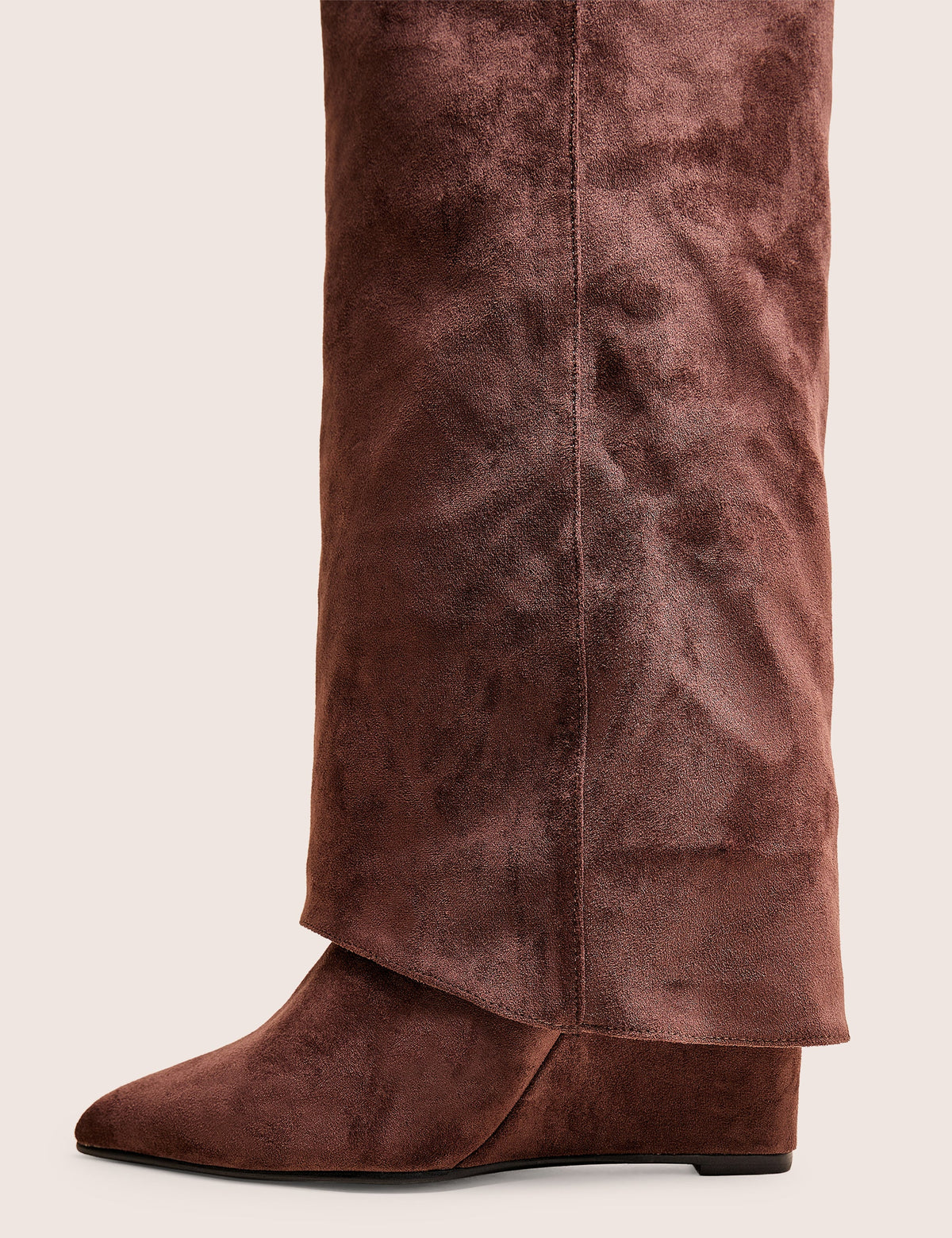 Kola Brown Fold Over Buckle Detail Heeled Boots