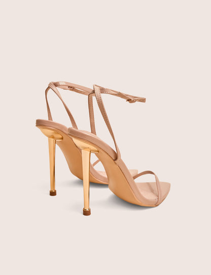 Legacy Nude Barely There Pointed Toe Gold Stiletto Heels