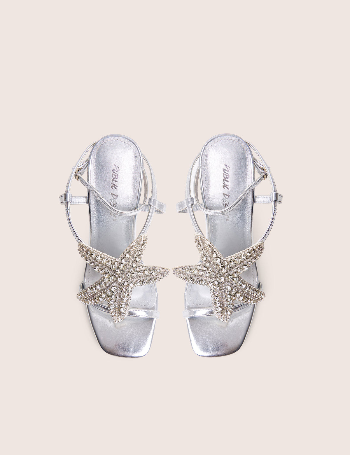 Lumi Silver Starfish Detail Tie High Heels