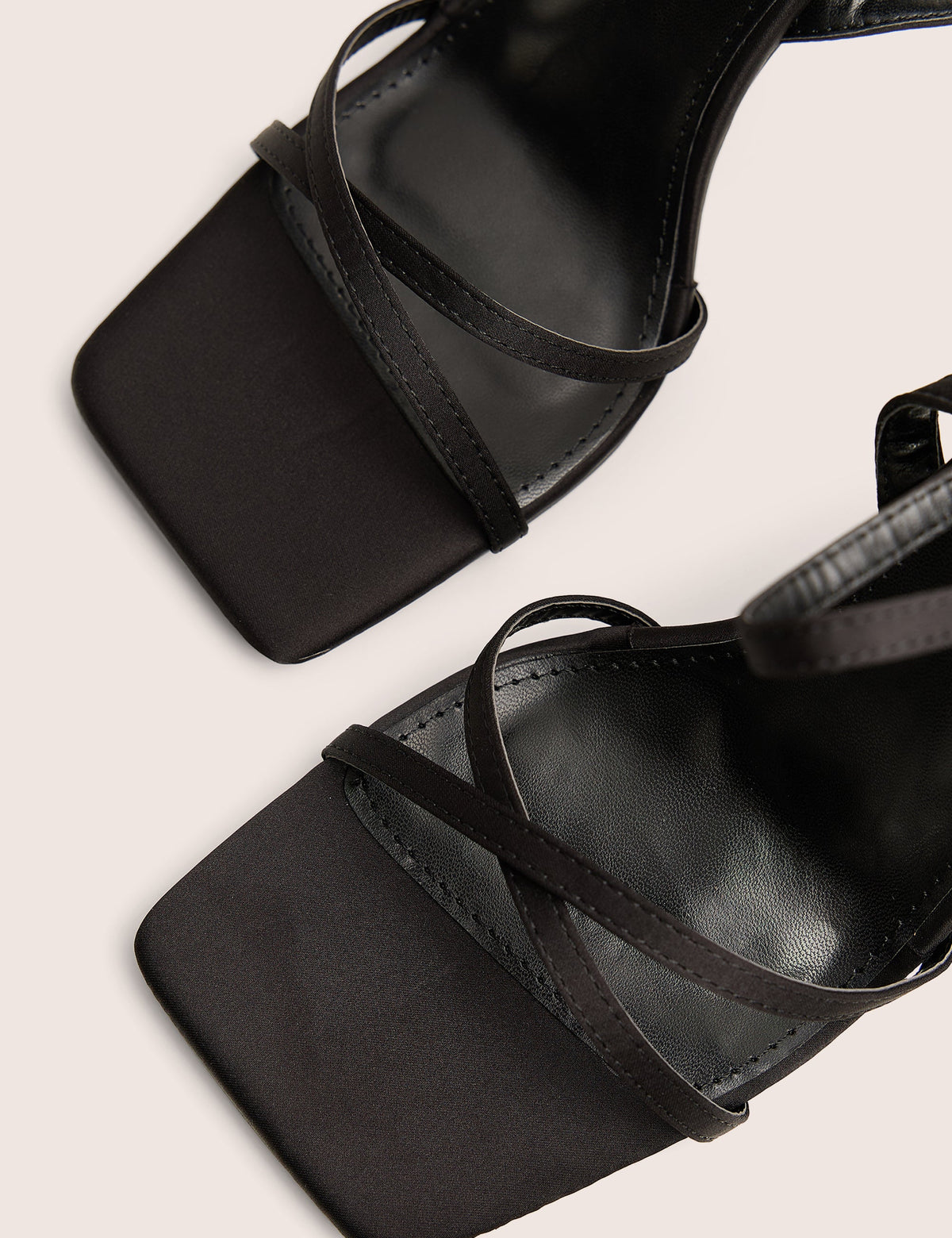 Moss Black Velvet Strappy Stiletto Heels