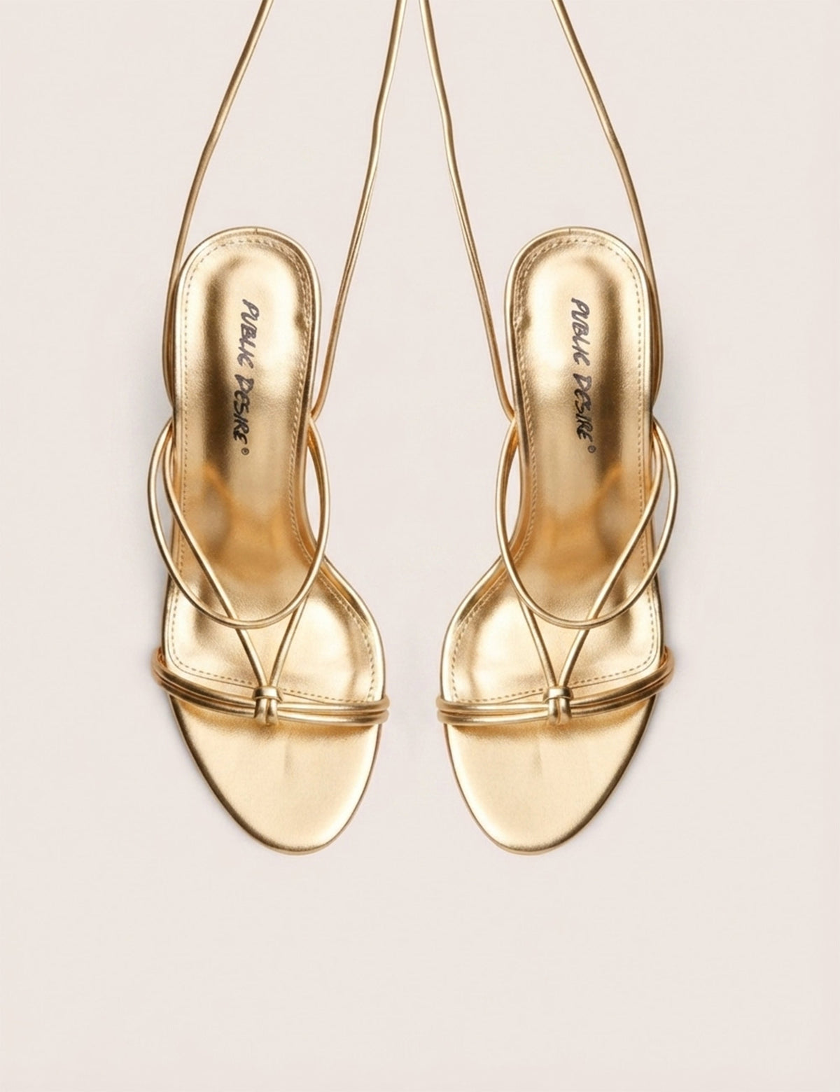 Marcel Gold Strappy Ankle Tie High Heels