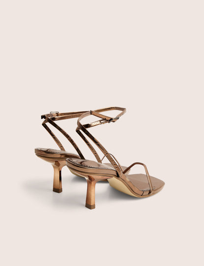 Natalya Bronze Barely There Square Toe Stiletto Mid Heels