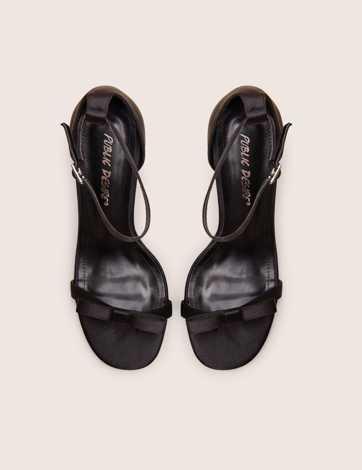 Novie Black Ankle Strap Bow Detail Heels