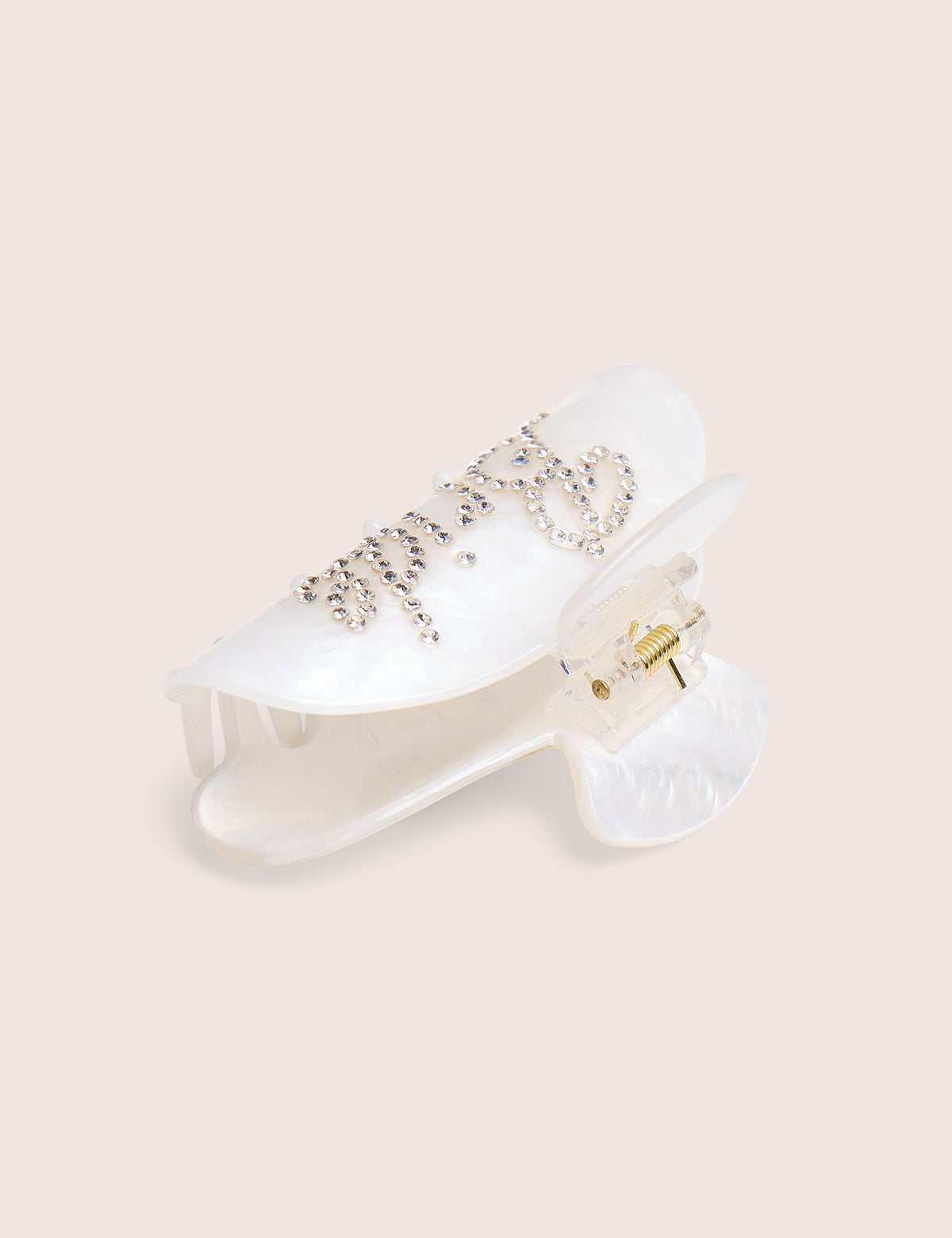 Bride Embellished Hair Claw Clip Pearl White
