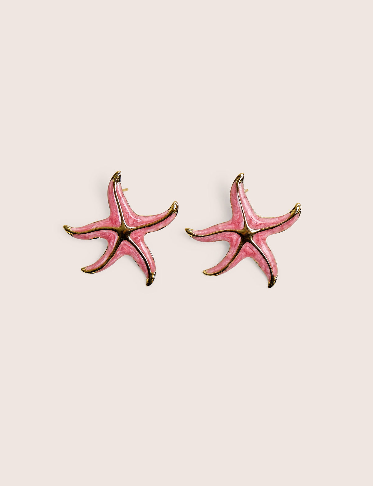 Pink Starfish Earring With Gold Detail