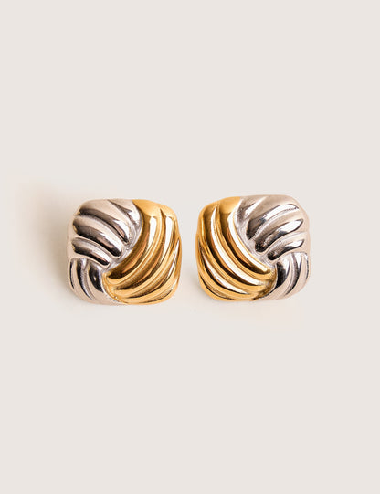 Mixed Metal Knot Detail Studs Gold & Silver