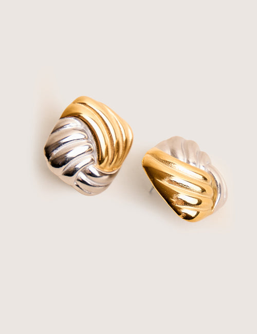 Mixed Metal Knot Detail Studs Gold & Silver