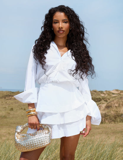 Long Sleeve Collared Shirt White